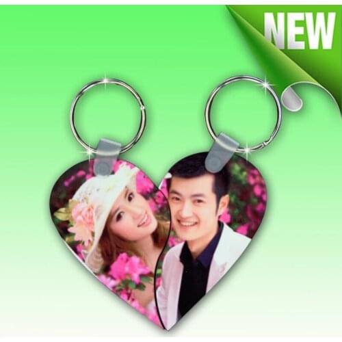 10pairs/lot metal key ring MDF sublimation blank keychain for heat transfer blank consumable materials both sides print