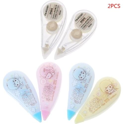 2pcs Kawaii Girl Roller Correction Tape White Out Student Office School Supplies