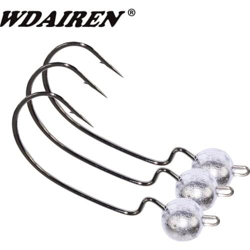 5pcs/lot Fishing lead head hooks 3g 5g 7g 10g offset hook carp Accessories stainless steel hamecon carbone winter ice Tackle