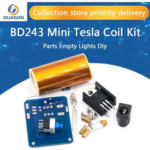 BD243 Mini Tesla Coil Kit Magic Props DIY Parts Empty Lights Technology Diy Electronics BD243C