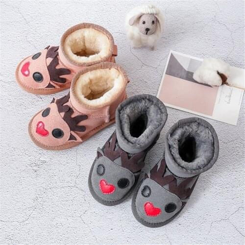 2020 New Arrival Childrens Shoes Kids Snow Boots Genuine Leather Plush Cold Winter Boys Girls Warm Botas Baby Boots Waterproof