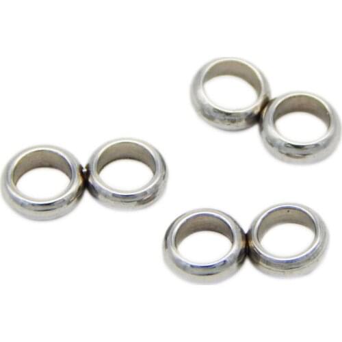 20pcs/lot double hole Stainless Steel Spacer Beads 2/3/4mm Bead Charm Beads for DIY Jewelry Bracelets Findings Making Components