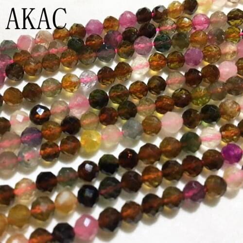 1strand Approx4.5mm natural colorful tourmaline faceted loose seed beads for Jewelry diy making design wholesale