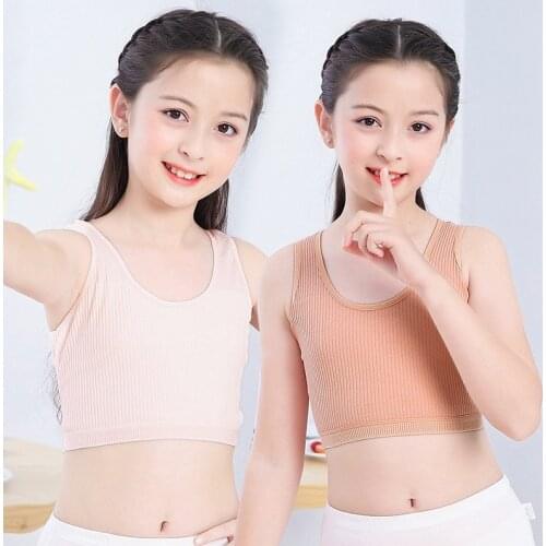 Summer Girls Bra Teens Training Bra Cozy Underwear for 8-12 Years Children Cotton Lingerie Adolescente Sleeveless Vest Tank Tops