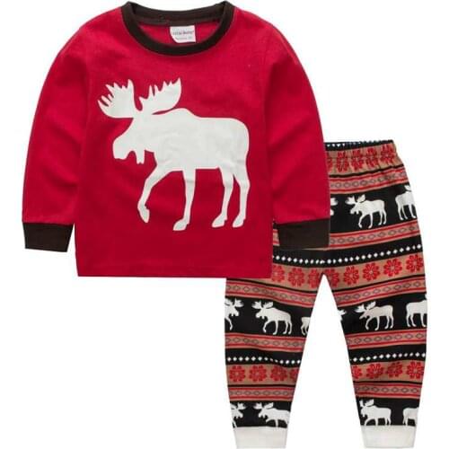 Kids Cartoon Cotton Pyjamas Boys Casual Pajamas Sets Girls Long Blouses+Trousers 2-Piece Home Sleepwear Suit For Spring Autumn