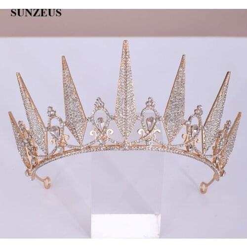 Crystal Beaded Bridal Tiaras Gold/Silver Metal Wedding Accessories Birthday Party Crowns Princess Headband Headwear SQ411