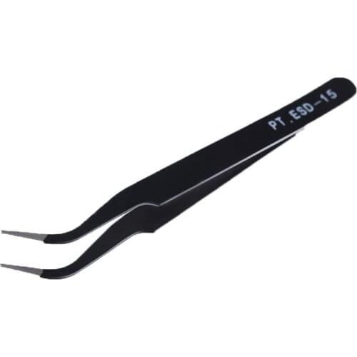 F Nail Art Acrylic Gel Picking Tool Rhinestones Gem Decor Black Eyelash Tweezers Anti-static DIY hand clip 1.0MM Black Tweezers