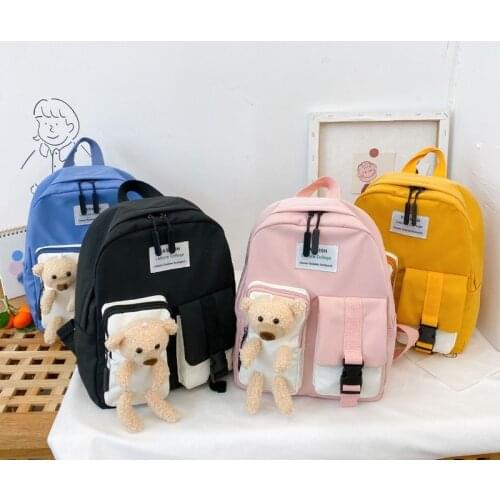 New Cotton Kids Kindergarten School Bags Children Backpacks Cartoon Student Schoolbag Cute Bear Backpack for Girls Boy Book Bags