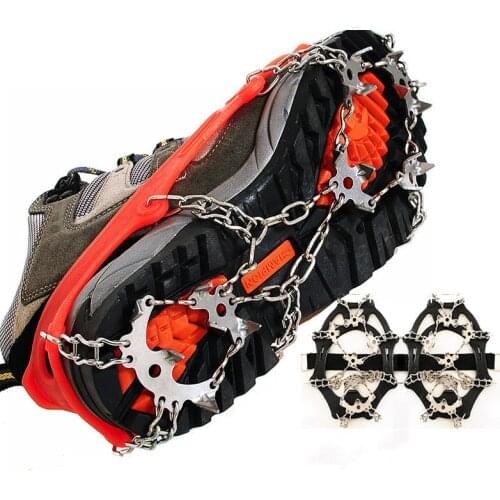 Quality 18 Teeth Climbing Crampons for outdoor winter Walk Ice Fishing Snow Shoes Antiskid Shoes Manganese Steel Shoe Covers