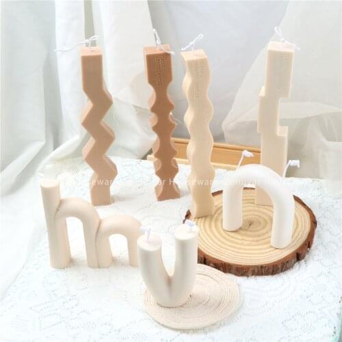 Letter Shape Combination Novel Silicone Candle Mold Waves Cuboid Making Wax Plaster Artwork Cube Decor Fragrance Sculpture