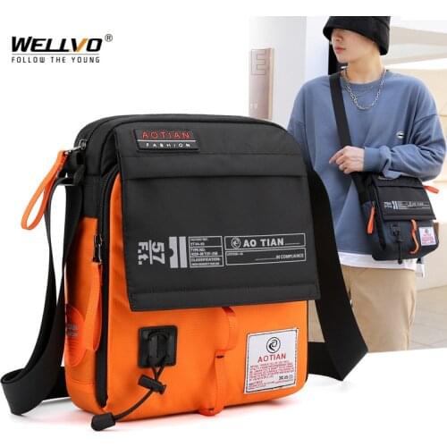 Small Men Shoulder Bag Patchwork Messenger Bag High Quality Male Handbag Waterproof Oxford Business Travel Crossbody Bag X164C