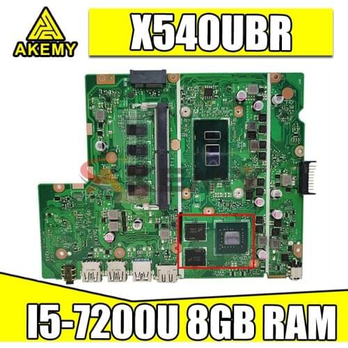 Akemy For ASUS X540UB X540UBR X540UV laptop motherboard mainboard X540UB original mainboard with I5-7200U CPU 8GB RAM 2GB-GPU