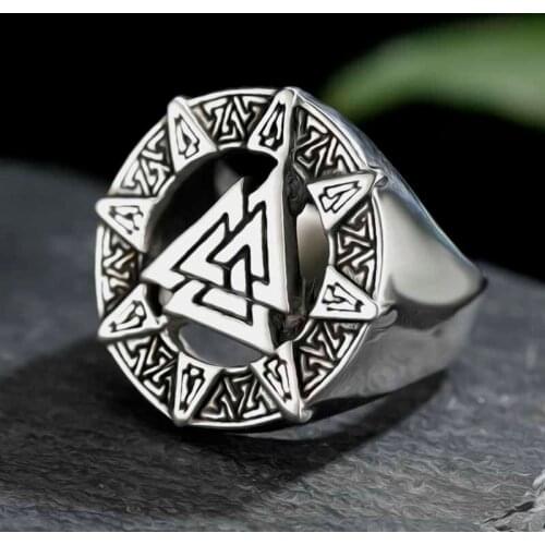 Nordic Mythology Viking Odin Stainless Steel Mens Rings Punk Hip Hop for Male Boyfriend Biker Jewelry Creativity Gift Wholesale