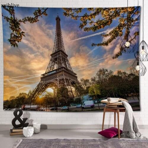 Wall Tapestry Famous Buildings Eiffel Tower Background Decorative Wall Hanging For Living Room Bedroom Dorm Room Home Decor