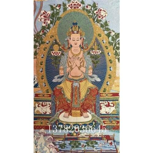 Nepal Tibet Tangka Silk Hanging Paintings Worship TongZi Guanyin