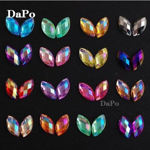 Wholesale 5x10MM 500Pieces Marquise Earth Facets16 kind AB Color Horse Eye Acrylic Rhinestone Beads Jewelry Findings DIY Supplie