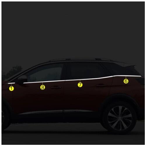 Fit for Peugeot 3008/GT 2017 2018 2019 Car Exterior Accessories Steel Chrome Car Window Trim Bottom Sill Cover 8pcs