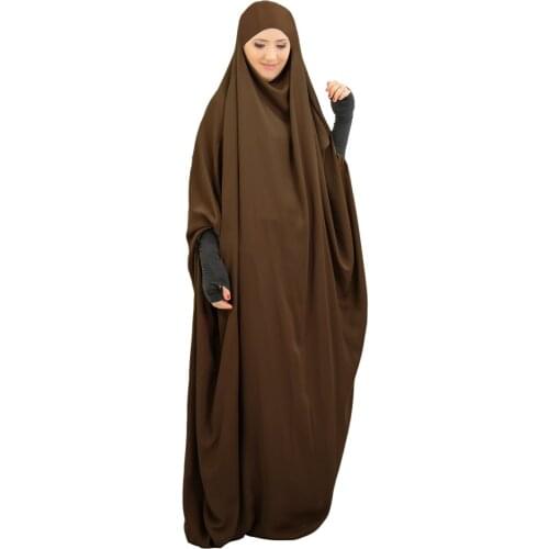 Full Cover Muslim Dress Women Ramadan Prayer Garment Long Gown Jilbab Abayas Dubai Turkey Hooded Robe Kaftan Burqa Niqab Robe