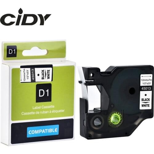 CIDY 50Pcs/lot D1 45013 12mm x 7m Label Printer Black on White Compatible DYMO D1 Label Tapes