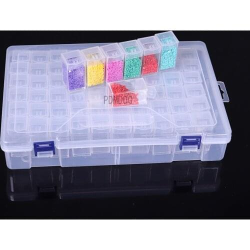 60 Slot Transparent Plastic Storage Box Diamond Painting Accessories Tool Nail Art Rhinestone Bead Storage Box