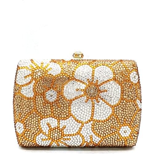 Luxury Bridal wedding party purses women evening party flower design diamonds artistic full crystal clutches purses