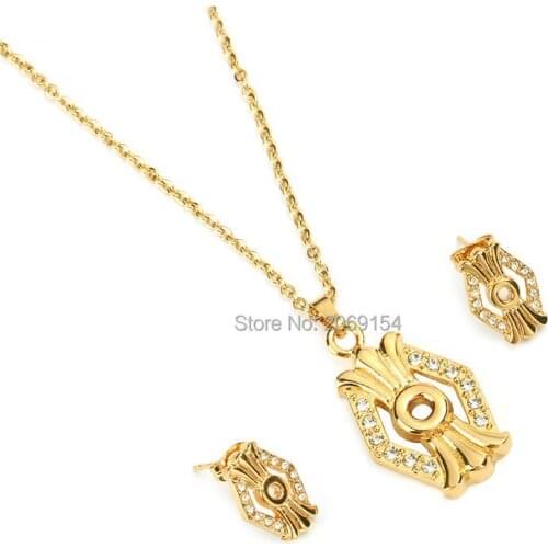 Luxury Jewelry Set Women Fashion Choker Necklace Charm Earrings For Party Stainless Steel Gold Pendant Trendy Design