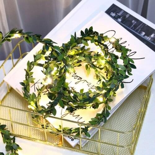 Christmas Decoration Green Leaf Garland Christmas Lights Outdoor Fairy Lights Led String Lights Girlanda Led String Navidad