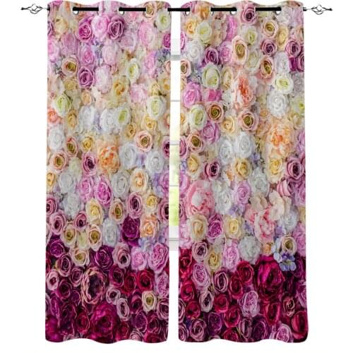 Colorful Rose Flower Curtains for Kids Children Boys Girls Room Living Room Window Drapes Curtain Window Treatments