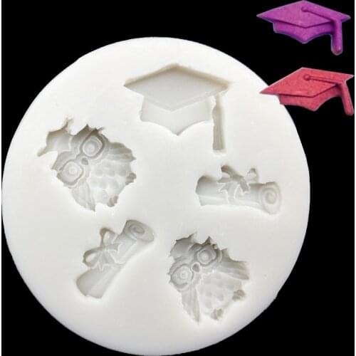Owl Graduation Thesis Hat Silicone Sugarcraft Mold Chocolate Cupcake Baking Fondant Cake Decorating Tools