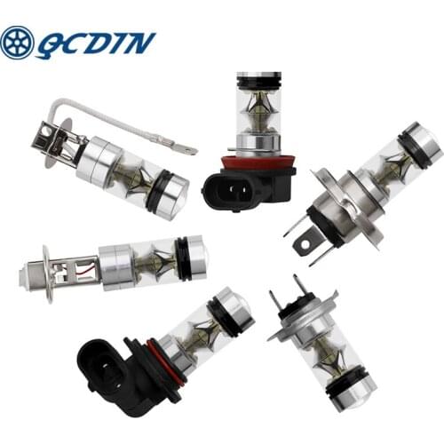 QCDIN 2Pcs 3W H1/H3/H4/H7/H8/9005/9006 LED Headlight Bulbs Car Auto Headlamp Fog Lamp DC 12-24V Automobile Headlamp Accessories
