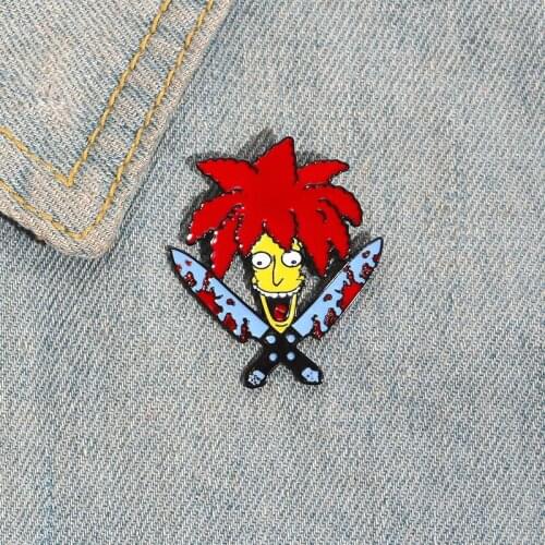HOSENG Cartoon Movie Character Funny Red Alloy Brooch Women Man Enamel Pin Badge Birthday Party Gift HS_509