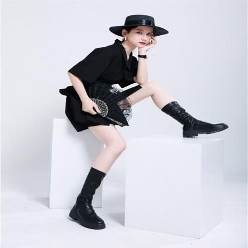 2021Summer Palace style ruffled girdle waist closure two-wear irregular dress French t-shirt black white women top