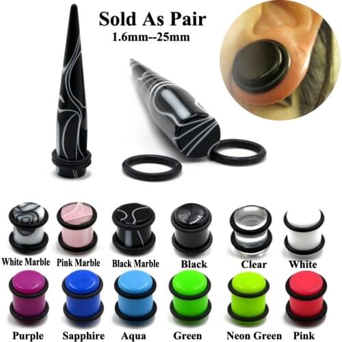 1 Pair Acrylic Mixed Color Ear Taper Jewelry Ear Plug Gauges Ear Expander Stretcher Piercing for Unisex Body Jewelry 1.6mm-10mm