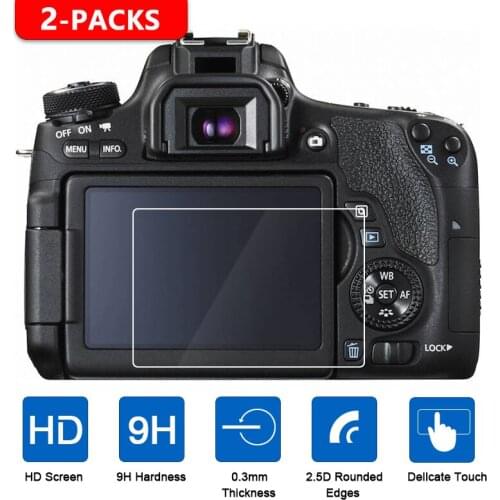 2Pcs Tempered Glass Screen Protector for Canon Rebel T3i T4i T5i T6i T6s T7i T5 T6 T7 SL2 SL1 EOS Kiss X6i X7i X8i X90 X80 X70