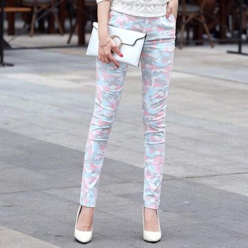Women 2021 Spring Autumn Fashion High Waist Slim Trousers Female Plus Size Casual Pants Ladies Long Print Pencil Pants Q721