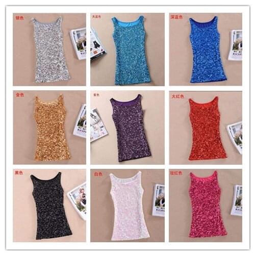 2021 Womens Fashion Wild Sequined Camisole Nightclub Ktv Stage Performance Tops 9 Colors Sequins Vest Top Tank top