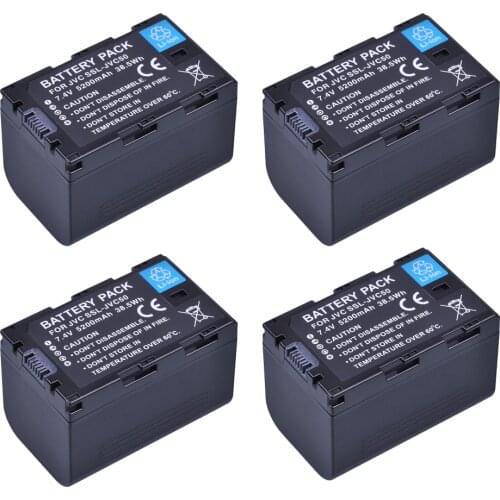 4x 5200mAh SSL-JVC50 Battery for JVC SSL-JVC70 JVC50 GY-HMQ10, GY-LS300, GY-HM200, GY-HM200U, GY-HM250, GY-HM600EC, GY-HM650
