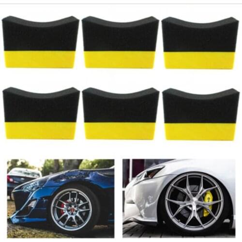 6Pcs Tire Contour Dressing Applicator Pads Gloss Shine Color Polishing Sponge Wax