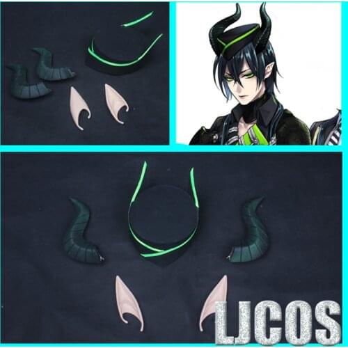 New Twisted-Wonderland DIASOMNIA Malleus Cosplay Horns Hat Ears Wig Head Clip Headwear Hairwear Cosplay Props Accessories