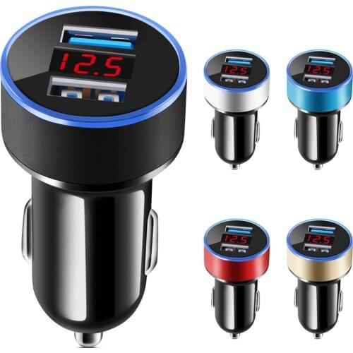 Mini USB Car Charger For iPhone XR 11 Fast Car Phone Chargers Fast Charging With LED Display 3.1A Dual USB Phone Charger in car
