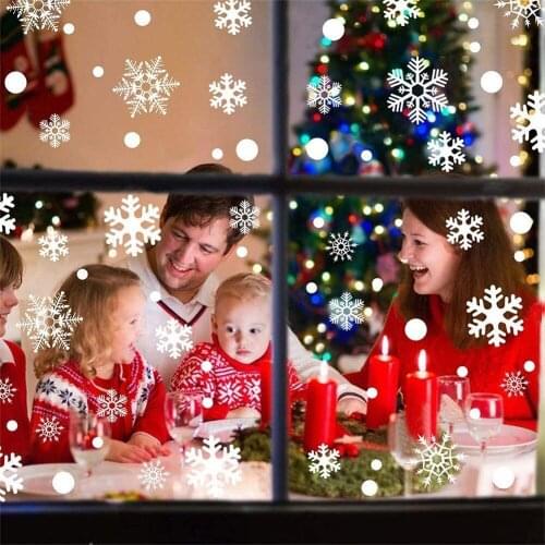 White Snowflake Sticker Decoration Glass Window Kids Room Christmas Wall Stickers Home Decals Decoration New Year 2021