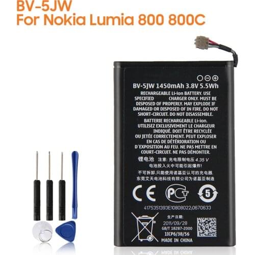 Yelping BV-5JW Phone Battery For NOKIA Lumia 800 800C N9 N9-00 1450mAh BV5JW