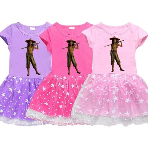 Kids Clothes Girls Raya and The Last Dragon Princess Dress 2021 Summer Short Sleeve Net Yarn Party Costume Children Clothing