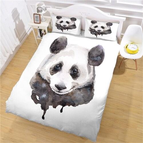 Home New Cute Panda Animal Print Adult Childrens Down Quilt Cover Bedding and Pillow Case King Size Single Double Bed Cover