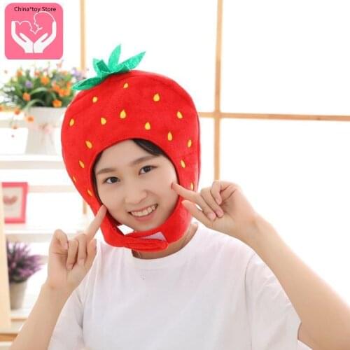 Hot Cartoon Caps Plush Strawberry Caps Strawberry Hats Photo Props Photo Props Plush Caps