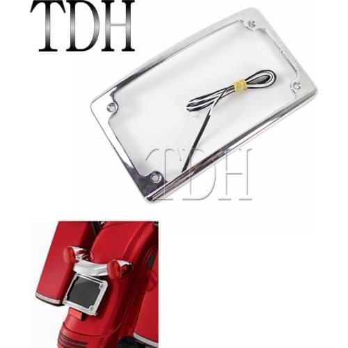 Motorcycle Chrome Aluminum LED Curved LED License Plate Frame 6PCS LED Lamp Fit 7-3/16" x 4-1/4" License Plate For Honda Harley