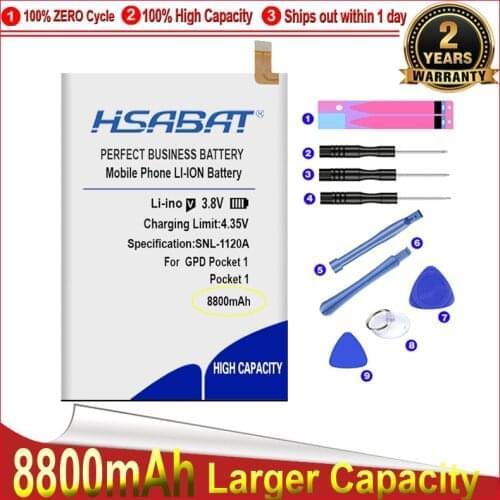 HSABAT 0 Cycle 8800mAh 6664107 Battery for GPD Pocket 1 Pocket1 High Quality Mobile Phone Replacement Accumulator
