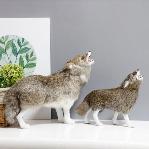 Simulation wolf animal model toy fur plush crafts big bad wolf specimen ornaments photography props childrens cognition