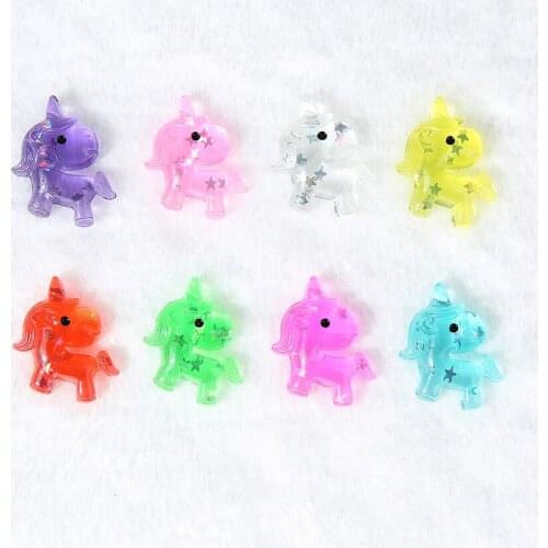 20pcs/lot 28*30mm glitter unicorn charms Gradient color Flatback Resin Cabochons for headwear accessories and phone deco