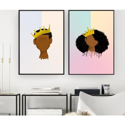 Black Girl Magic Young King Queen Crown Canvas Painting Living Room Interior Home Decoration Wall Art Poster Print Picture